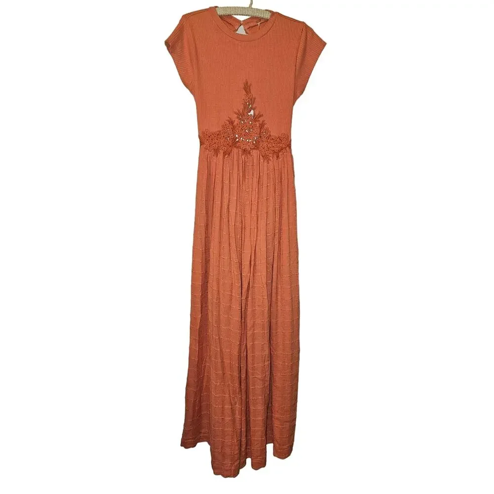 New Free People Serenity Maxi Dress $168 X-SMALL Peach BOHO-CHIC
